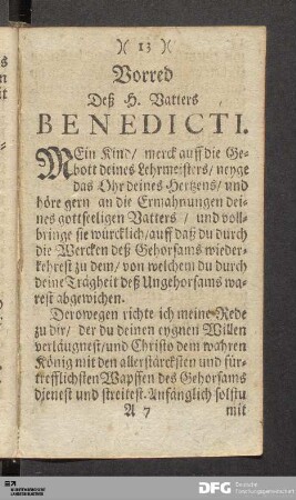 Vorred deß H. Vatters Benedicti.
