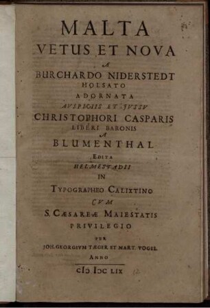 Malta Vetus Et Nova