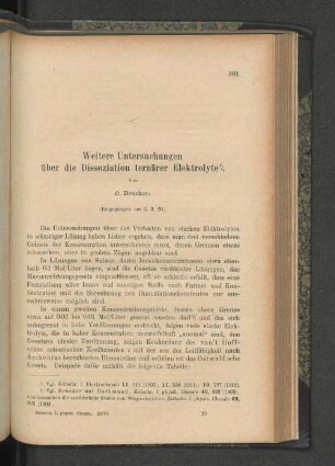 Weitere Untersuchungen über die Dissociation ternärer Elektrolyte.