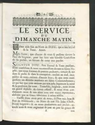 Le Service Du Dimanche Matin