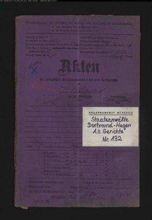 Angeklagter: Bock, Heinrich: Landfriedensbruch (Plünderungen usw. in Hamm am 3.- 4.7.1919)
