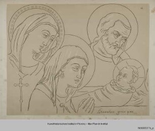 Köpfe aus der Geburt Christi und der Anbetung der Könige (nach den Fresken in der Cappella della Madonna der Kirche Sacro Speco in Subiaco)