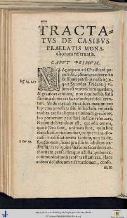Tractatus de Casibus Praelatis Monachorum reservatis.