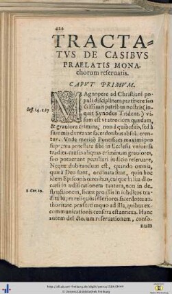 Tractatus de Casibus Praelatis Monachorum reservatis.