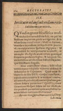 IIX. Invitatio ad auscultandam recitationem carminis.