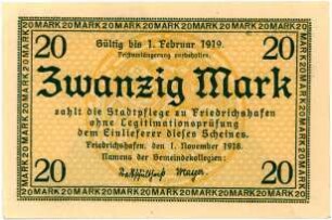 Geldschein / Notgeld, 20 Mark, 1.11.1918