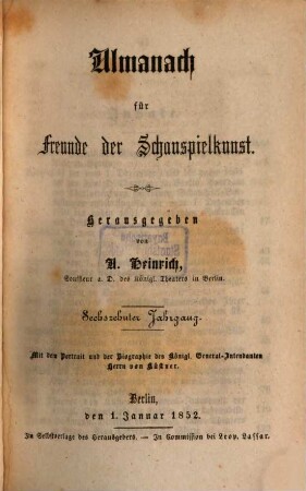 Almanach für Freunde der Schauspielkunst. 16. 1852