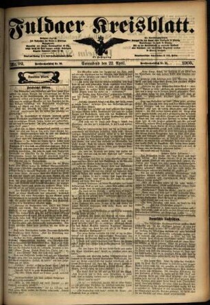 Zweite Ausgabe vom Samstag, den 22. April 1905.