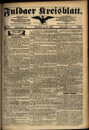 Zweite Ausgabe vom Samstag, den 22. April 1905.