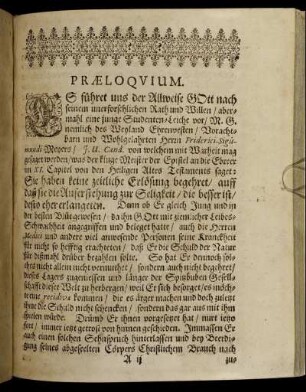 Præloquim.; Textus.; Exordium.; Vom ersten Stück.; Zum andern.; Drittens:.