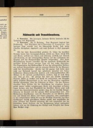 Rückmarsch und Demobilmachung