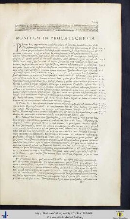 Monitum In Procatechesim.