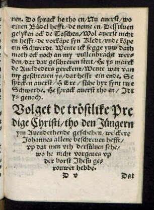 Volget de tröstlike Predige Christi/ tho den Jüngern ym Avendethende geschehen ...