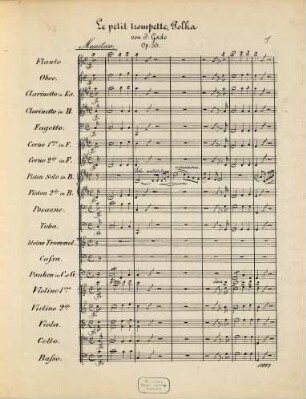 Le petit trompette : polka da bravoure ; pour cornet à pistons avec accompagnement de grand orchestr ou de piano ; op. 55 = (Der kleine Trompeter)