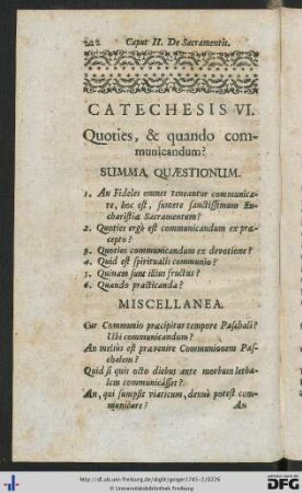 Catechesis VI. Quoties, et quando communicandum?