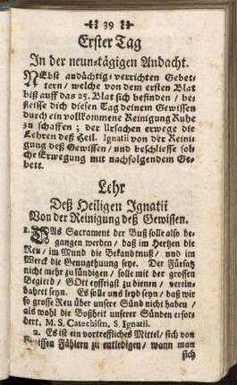[Sonderbahre Andachten auff jedem Tag der neun-tägigen Andacht.]
