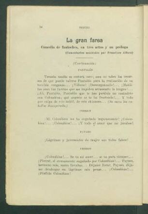 La gran farsa : Comedia de fantoches, en tres actos y un prólogo