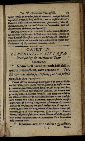 Caput IV. De Nomine, Et Eius Qualitate, ubi & de Motione ac Comparatione.