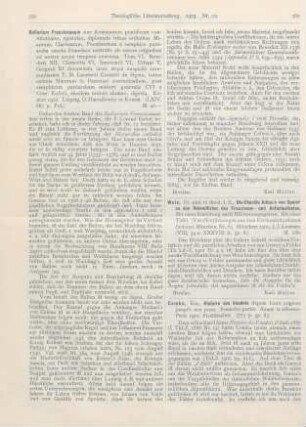 360 [Rezension] Weis, J. E. , Die Choräle Julian‘s von Speier zu den Reimoffizien des Franziscus- und Antoniusfestes.(Veröffentlichungen aus dem Kirchenhistorischen Seminar München Nr. 6)