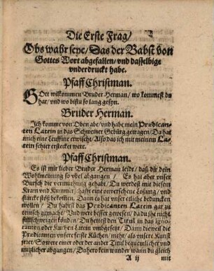 Ein unvorgreifflich gesprech zwischen Bruder Herman und Pfaff Christman von dem Predicanten Latein