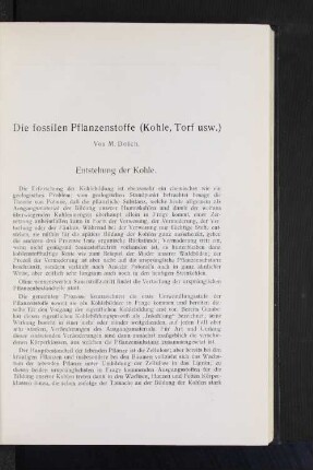 Entstehung der Kohle.