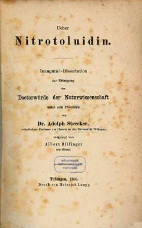 Ueber Nitrotoluidin : Inaug. Diss.