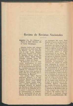 Revista de revistas nacionales