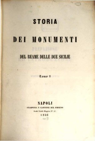Storia dei Monumenti del Reame delle due Sicilie. 1