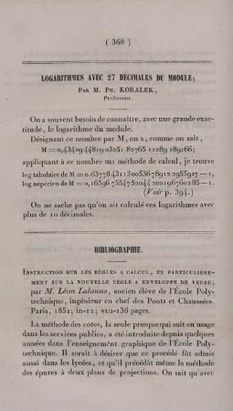 Logarithmes avec 27 Decimales Module.