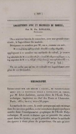Logarithmes avec 27 Decimales Module.