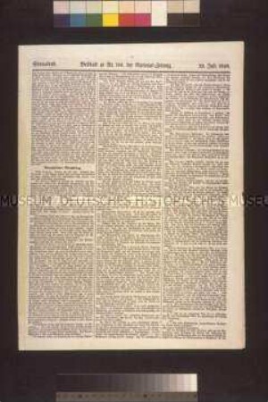 Zeitungsbeilage: Preußischer Reichstag, National-Zeitung, Nr. 116, Beiblatt; 29. Juli 1848