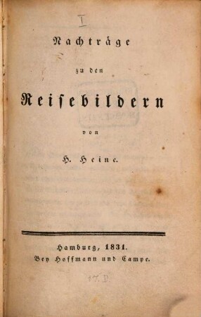 Reisebilder, T. 4. Nachträge