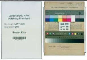 Entnazifizierung Fritz Reuter , geb. 18.10.1885 (Baecker)