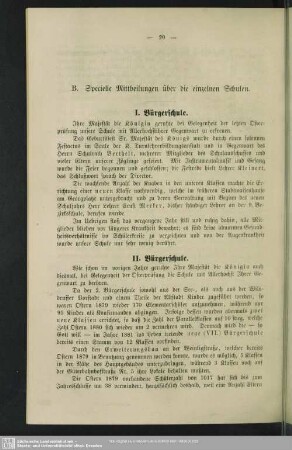 B. Spezielle Mittheilungen über die einzelnen Schulen