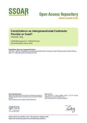 Constitutions as Intergenerational Contracts: Flexible or fixed?