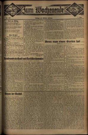 Vierte Ausgabe vom Sonntag, den 01. Juni 1930.