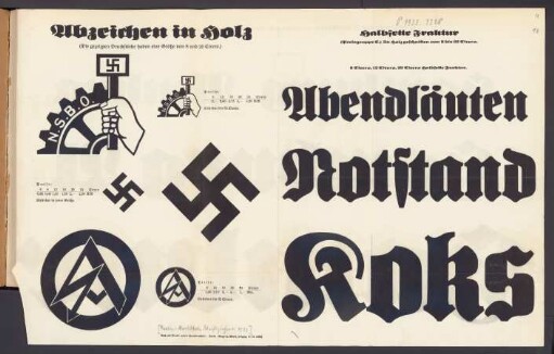 Abzeichen in Holz ; Halbfette Fraktur, extrafette Fraktur : [Schriftprobe]