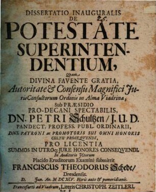 Diss. inaug. de potestate superintendentium