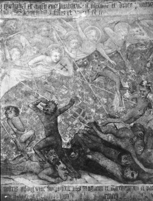 Karlštejn / Karlstein (Tschechien), Burg Karlštejn, Marienkapelle, Fresko: Apokalypse (Detail); Meister Theoderich u. Werkstatt