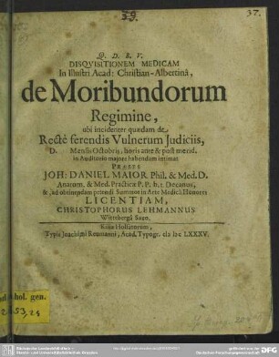 De moribundorum regimine