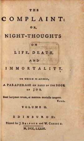 The Complaint: Or, Night-Thoughts On Life, Death, And Immortality, 2