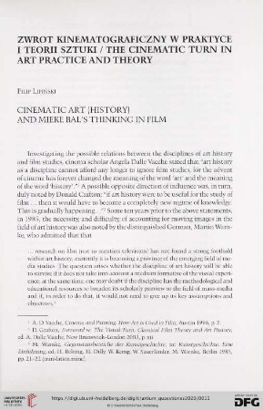 31: Cinematic art (history) and Mieke Bal's thinking in film