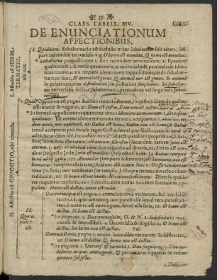 Class. Tabell. XIV. De Enunciationum Affectionibus.