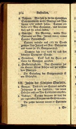 VII. Inseln der Königinn Charlotte. - XIII. Sandwich=Inseln.