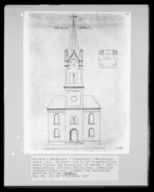 Aufriß der Propsteikirche Sankt Vinzenz und Bonifatius von Westen