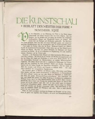 Die Kunstschau - Beiblatt der Meister der Farbe - November 1912