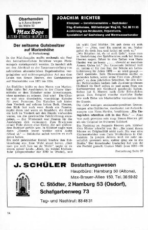 Der seltsame Gutsbesitzer auf Marienhöhe : (3. Fortsetzung)