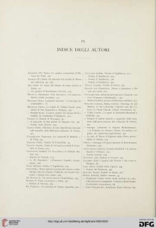 III. Indice degli autori