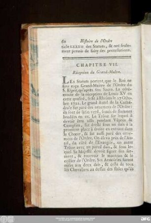 Chapitre VII. Réception du Grand-Maître.