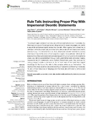 Rule talk: Instructing proper play with impersonal deontic statements